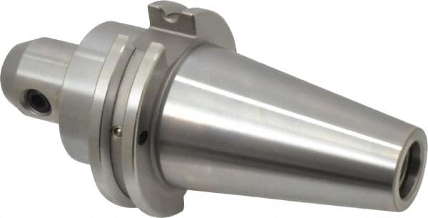 Accupro - CAT40 Taper Shank 3/8" Hole End Mill Holder/Adapter - 1" Nose Diam, 2-1/2" Projection, 5/8-11 Drawbar, Through-Spindle & DIN Flange Coolant - Exact Industrial Supply