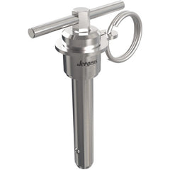 12 mm Pin Diameter, 40 mm Grip Length, Double Acting T-Handle Kwik-Lok Pin, Stainless Steel