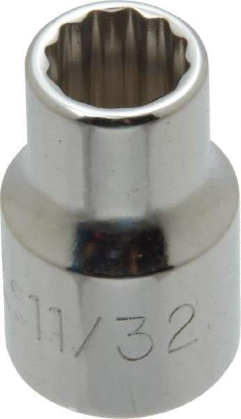 Proto - 11/32", 3/8" Drive, Standard Hand Socket - 12 Points, 1-3/32" OAL, Alloy Steel, Chrome Finish - A1 Tooling