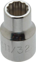 Proto - 11/32", 3/8" Drive, Standard Hand Socket - 12 Points, 1-3/32" OAL, Alloy Steel, Chrome Finish - A1 Tooling