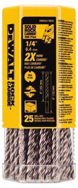 DeWALT - 1/4" Diam, SDS-Plus Shank, Carbide-Tipped Rotary & Hammer Drill Bit - A1 Tooling