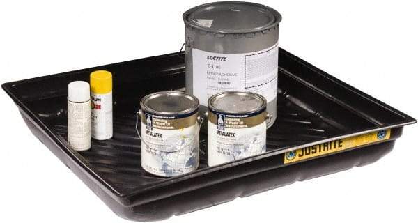 Justrite - 23 Gallon Capacity, 34 Inch Long x 37-3/4 Inch Wide, Polyurethane Spill Tray - 34 Inch Diameter, 5-1/2 Inch High, Black - A1 Tooling