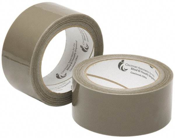 Ability One - 2" x 60 Yd Tan Hot Melt Adhesive Sealing Tape - Polypropylene Film Backing, 3.1 mil Thick - A1 Tooling