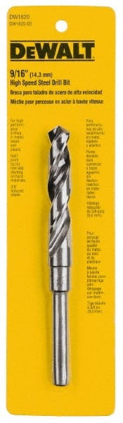 DeWALT - 7/8" Drill Bit, 1/2" Shank Diam, 118°, High Speed Steel Silver & Deming Reduced Shank Drill Bit - A1 Tooling