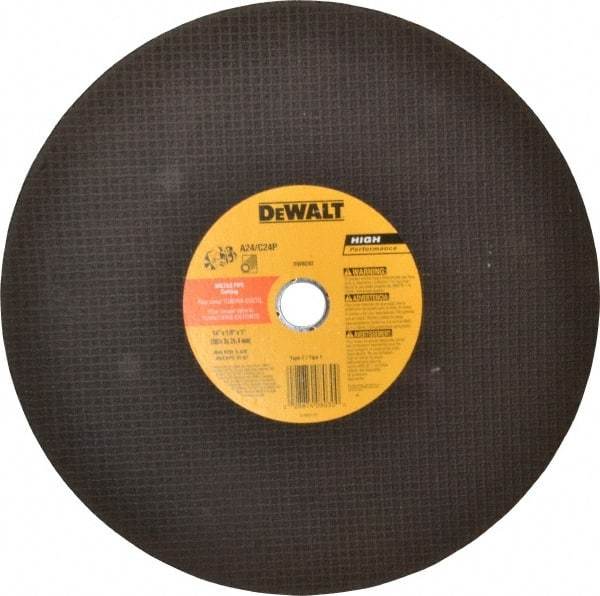 DeWALT - 14" Aluminum Oxide/Silicon Carbide Blend Cutoff Wheel - 1/8" Thick, 1" Arbor, 5,500 Max RPM, Use with Circular Saws - A1 Tooling