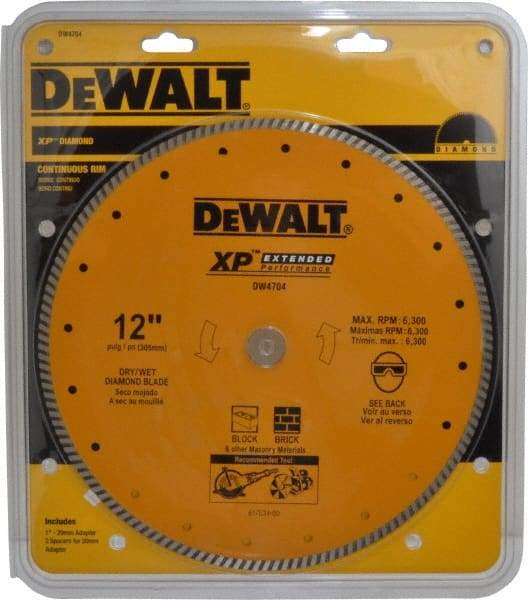 DeWALT - 12" Diam, 1" Arbor Hole Diam, Wet & Dry Cut Saw Blade - Diamond-Tipped, Standard Round Arbor - A1 Tooling