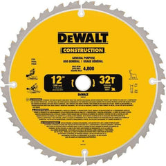 DeWALT - 12" Diam, 1" Arbor Hole Diam, 32 Tooth Wet & Dry Cut Saw Blade - Carbide-Tipped, General Purpose Action, Standard Round Arbor - A1 Tooling