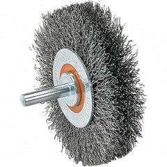 WALTER Surface Technologies - 2" OD, 1/4" Shank Diam, Crimped Steel Wheel Brush - 5/8" Face Width, 0.0118" Filament Diam, 25,000 RPM - A1 Tooling