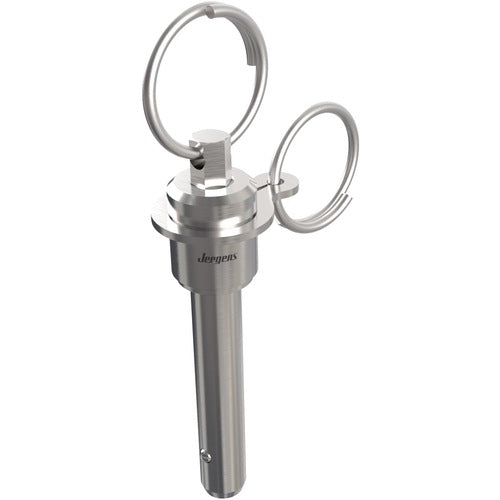 12 mm Pin Diameter, 30 mm Grip Length, Double Acting Ring Handle Kwik-Lok Pin, Stainless Steel