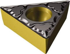 Sandvik Coromant - TCMT222 KM Grade 3225 Carbide Turning Insert - TiCN/AI2O3/TiN Finish, 60° Triangle, 1/4" Inscr Circle, 1/8" Thick, 1/32" Corner Radius - A1 Tooling