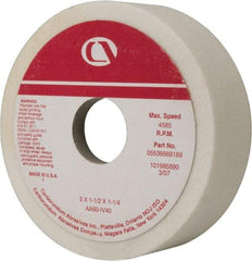 Grier Abrasives - 5" Diam, 1-1/4" Hole Size, 1-1/2" Overall Thickness, 60 Grit, Type 6 Tool & Cutter Grinding Wheel - Medium Grade, Aluminum Oxide, I Hardness, Vitrified Bond, 4,966 RPM - A1 Tooling