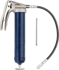 Lincoln - 7,500 Max psi, Flexible Pistol Grease Gun - 14-1 & 2 oz (Cartridge) & 16 oz (Bulk) Capacity, 1/8 Thread Outlet, 39 Strokes per oz, Bulk & Cartridge Fill, Includes 6" Straight Pipe & Coupler - A1 Tooling