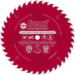 Freud - 10" Diam, 5/8" Arbor Hole Diam, 40 Tooth Wet & Dry Cut Saw Blade - Carbide-Tipped, Standard Round Arbor - A1 Tooling