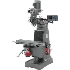 Jet - 9" Table Width x 42" Table Length, Step Pulley Control, 3 Phase Knee Milling Machine - R8 Spindle Taper, 2 hp - A1 Tooling