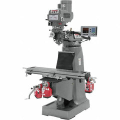 Jet - 9" Table Width x 49" Table Length, Variable Speed Pulley Control, 3 Phase Knee Milling Machine - R8 Spindle Taper, 3 hp - A1 Tooling