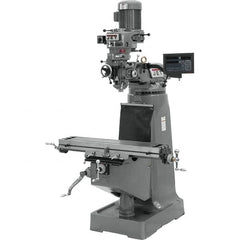 Jet - 9" Table Width x 42" Table Length, Step Pulley Control, 3 Phase Knee Milling Machine - R8 Spindle Taper, 2 hp - A1 Tooling