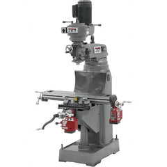 Jet - 7-7/8" Table Width x 35-3/4" Table Length, Step Pulley Control, 3 Phase Knee Milling Machine - R8 Spindle Taper, 1-1/2 hp - A1 Tooling