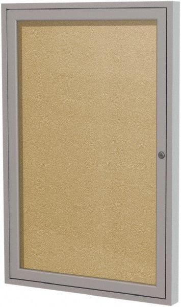 Ghent - 36" Wide x 24" High Enclosed Cork Bulletin Board - Vinyl, Caramel - A1 Tooling