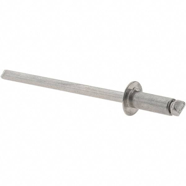 Value Collection - Size 43 Dome Head Stainless Steel Open End Blind Rivet - Stainless Steel Mandrel, 0.126" to 0.187" Grip, 1/4" Head Diam, 0.129" to 0.133" Hole Diam, 0.337" Length Under Head, 1/8" Body Diam - A1 Tooling