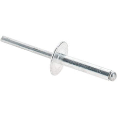 Value Collection - Size 612 Large Flange Dome Head Aluminum Open End Blind Rivet - Aluminum Mandrel, 0.626" to 3/4" Grip, 5/8" Head Diam, 0.192" to 0.196" Hole Diam, 0.95" Length Under Head, 3/16" Body Diam - A1 Tooling