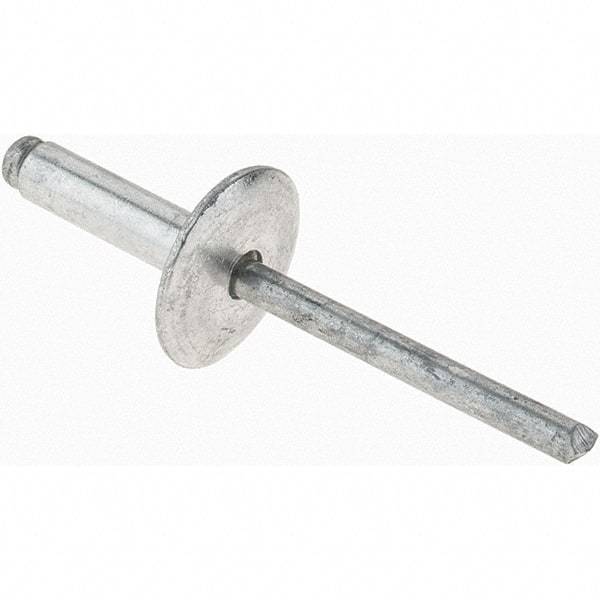 Value Collection - Size 68 Large Flange Dome Head Aluminum Open End Blind Rivet - Aluminum Mandrel, 0.376" to 1/2" Grip, 5/8" Head Diam, 0.192" to 0.196" Hole Diam, 0.7" Length Under Head, 3/16" Body Diam - A1 Tooling