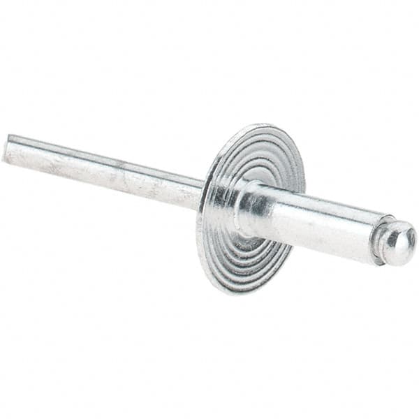 Value Collection - Size 66 Large Flange Dome Head Aluminum Open End Blind Rivet - Aluminum Mandrel, 0.251" to 3/8" Grip, 5/8" Head Diam, 0.192" to 0.196" Hole Diam, 0.575" Length Under Head, 3/16" Body Diam - A1 Tooling