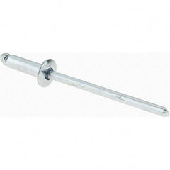 Value Collection - Size 44 Dome Head Steel Open End Blind Rivet - Steel Mandrel, 0.188" to 1/4" Grip, 1/4" Head Diam, 0.129" to 0.133" Hole Diam, 0.4" Length Under Head, 1/8" Body Diam - A1 Tooling