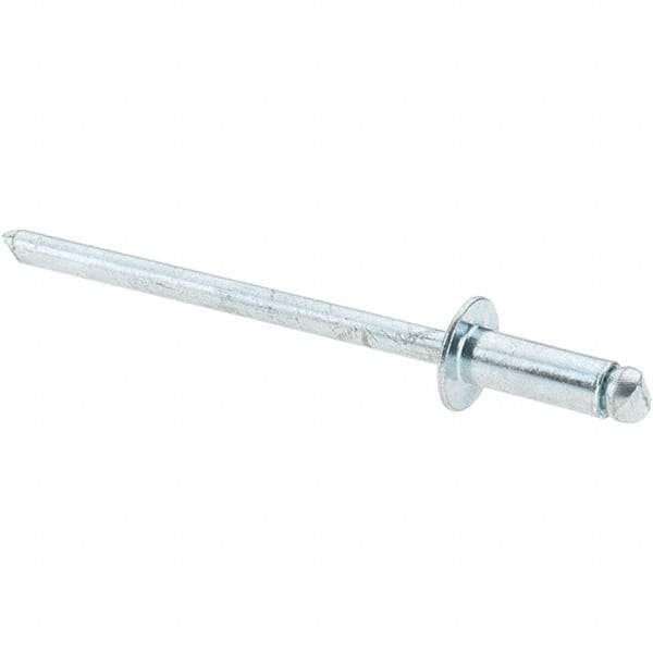 Value Collection - Size 43 Dome Head Steel Open End Blind Rivet - Steel Mandrel, 0.126" to 0.187" Grip, 1/4" Head Diam, 0.129" to 0.133" Hole Diam, 0.337" Length Under Head, 1/8" Body Diam - A1 Tooling