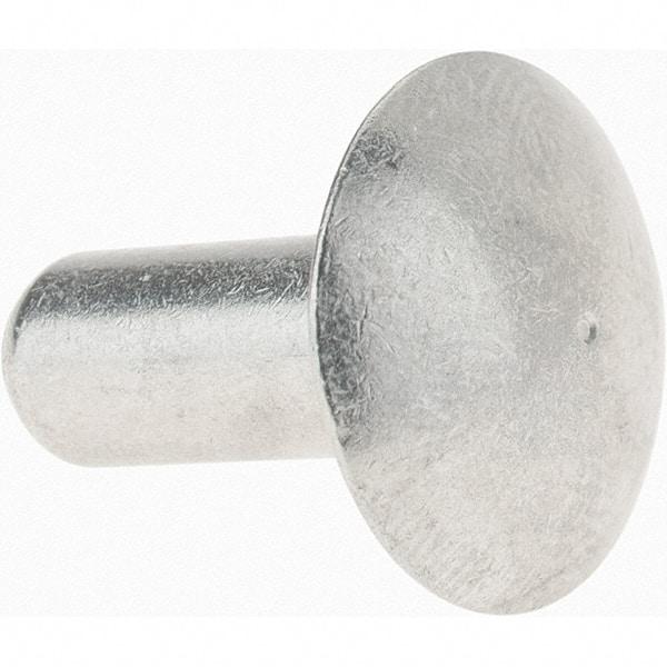 Value Collection - 1/4" Body Diam, Brazier Aluminum Solid Rivet - 5/8" Length Under Head - A1 Tooling