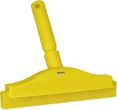 Vikan - 10" Rubber Blade Floor Squeegee - Double Edge, Yellow, Plastic Holder - A1 Tooling