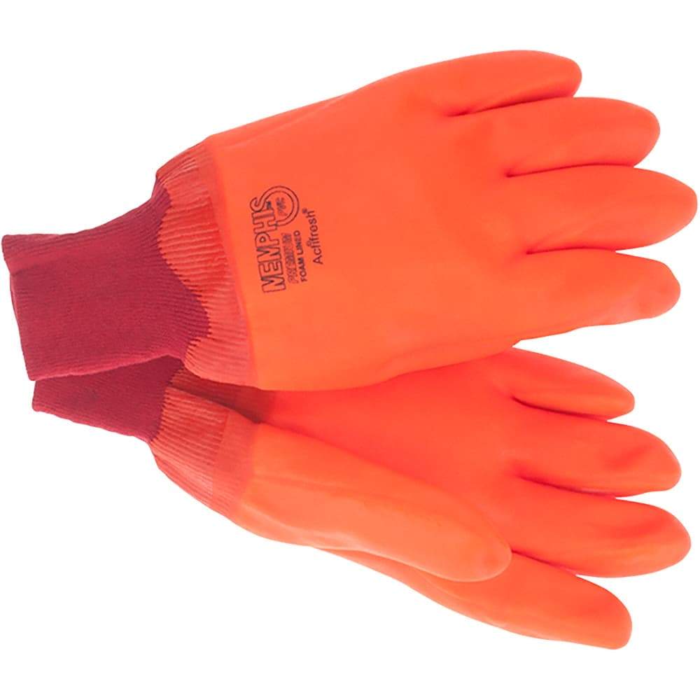 Value Collection - Size L PVC Coated Work Gloves - Knit Wrist Cuff, Orange/White, Paired - A1 Tooling