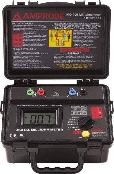 Amprobe - Digital LCD Display, 2,000 Megohm Electrical Insulation Resistance Tester & Megohmmeter - Powered by AA Battery - A1 Tooling