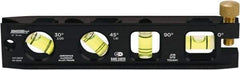 Johnson Level & Tool - Magnetic 6" Long 4 Vial Torpedo Level - Aluminum, Black, 1 30°, 1 45°, 1 Plumb & 1 Level Vial - A1 Tooling