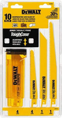 DeWALT - 10 Pieces, 6" to 9" Long x 0.04" Thickness, Bi-Metal Reciprocating Saw Blade Set - Straight Profile, 6 to 18 Teeth, Toothed Edge - A1 Tooling