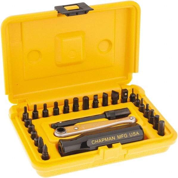 Chapman - 27 Piece, Screwdriver 1/4" Bit Ratchet Bit Set - #1 to #2 Phillips, 0.05 to 1/4" Hex, 1.5 to 6mm Hex - A1 Tooling