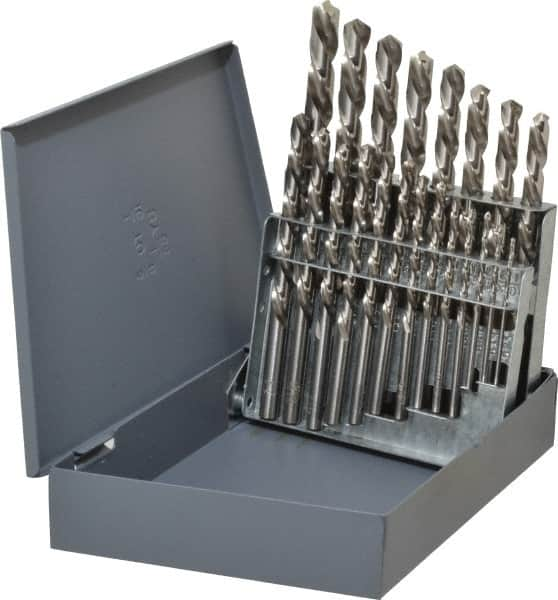 Chicago-Latrobe - 1/16 to 3/8", 118° Point, Bright Finish, High Speed Steel Jobber Length Drill Bit Set - A1 Tooling