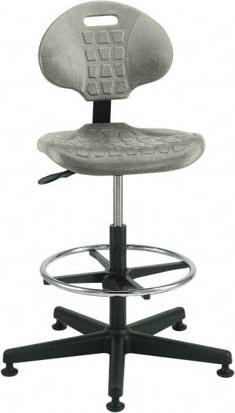 Bevco - 21 to 31" High Adjustable Height Swivel Stool - 27" Wide x 27" Deep, Polyurethane Seat, Gray - A1 Tooling