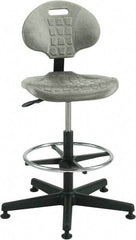 Bevco - 21 to 31" High Adjustable Height Swivel Stool - 27" Wide x 27" Deep, Polyurethane Seat, Gray - A1 Tooling