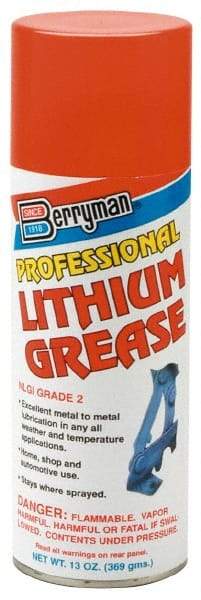 Berryman Products - 11 oz Aerosol Lithium Extreme Pressure Grease - Opaque, Extreme Pressure, 120°F Max Temp, - A1 Tooling