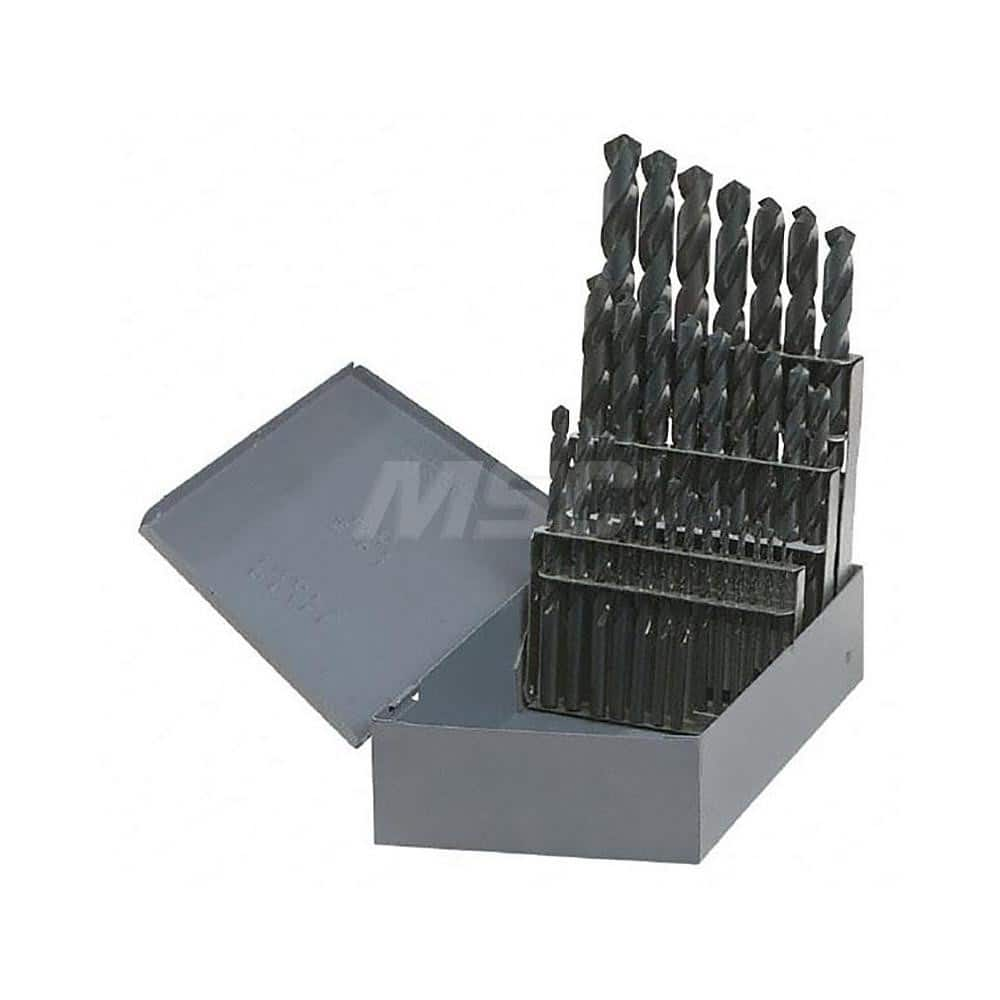 Drill Bit Set: Jobber Length Drill Bits, 29 Pc, 135 °, High Speed Steel Oxide, Split-Point, Straight Shank, Series 150ASP