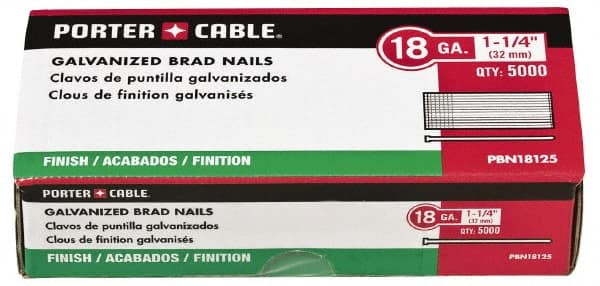 Porter-Cable - 18 Gauge 5/8" Long Brad Nails for Power Nailers - Grade 2 Steel, Galvanized Finish, Brad Head, Chisel Point - A1 Tooling