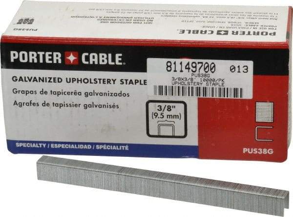 Porter-Cable - 3/8" Long x 3/8" Wide, 22 Gauge Crowned Construction Staple - Grade 2 Steel, Galvanized Finish - A1 Tooling