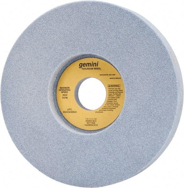 Norton - 7" Diam x 1-1/4" Hole x 1" Thick, K Hardness, 60 Grit Surface Grinding Wheel - Aluminum Oxide, Type 5, Medium Grade, 3,600 Max RPM, One-Side Recess - A1 Tooling