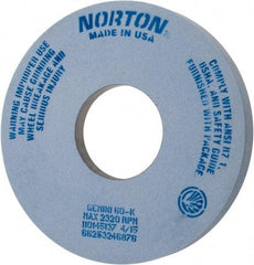 Norton - 14" Diam x 5" Hole x 1-1/2" Thick, K Hardness, 60 Grit Surface Grinding Wheel - Aluminum Oxide, Type 5, Medium Grade, 2,320 Max RPM, One-Side Recess - A1 Tooling