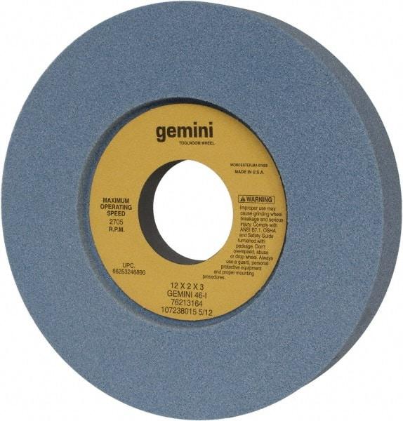 Norton - 12" Diam x 3" Hole x 2" Thick, I Hardness, 46 Grit Surface Grinding Wheel - Aluminum Oxide, Type 7, Coarse Grade, 2,705 Max RPM, Two-Side Recess - A1 Tooling