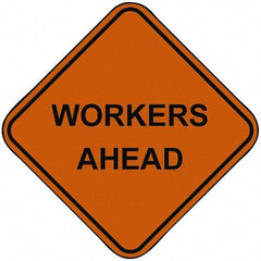 PRO-SAFE - "Workers Ahead", 48" Wide x 48" High, Nylon Construction Roadway Signs - Orange, Square, Sign Stand Mount - A1 Tooling