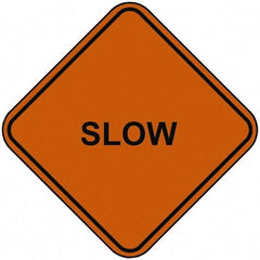 PRO-SAFE - "Slow", 48" Wide x 48" High, Nylon Construction Roadway Signs - Orange, Square, Sign Stand Mount - A1 Tooling