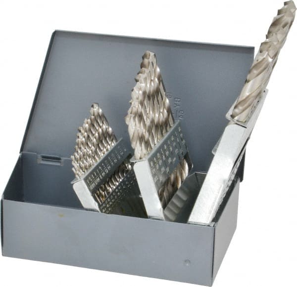 Chicago-Latrobe - 1/16 to 1/2", 118° Point, Bright Finish, High Speed Steel Jobber Length Drill Bit Set - A1 Tooling