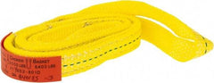 Lift-All - 4' Long x 1" Wide, 3,200 Lb Vertical Capacity, 2 Ply, Polyester Web Sling - 2,500 Lb Choker Capacity, Yellow - A1 Tooling