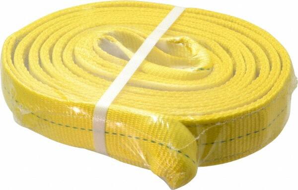 Lift-All - 14' Long x 2" Wide, 6,400 Lb Vertical Capacity, 2 Ply, Polyester Web Sling - 5,000 Lb Choker Capacity, Yellow - A1 Tooling